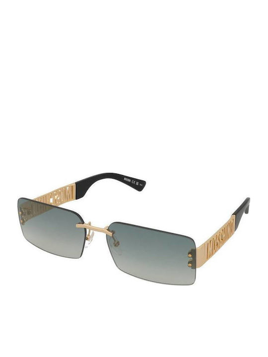 Moschino Unisex Sunglasses with Gold Metal Frame and Blue Gradient Mirror Lens MOS169/S 5F6/EZ