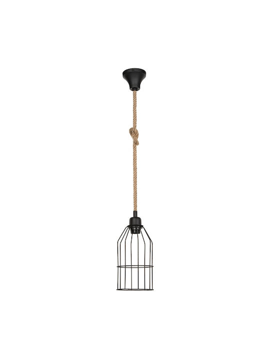 GloboStar Pendant Light Black with Rope for Socket E27 14x14x90cm