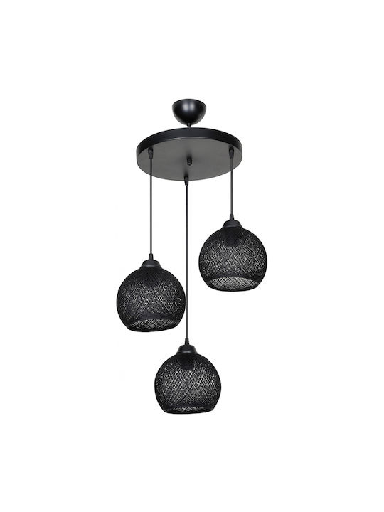 GloboStar Pendant Light Black Boho with Rope for Socket E27 35x35x80cm