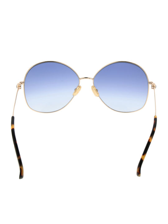 Max Mara Women's Sunglasses with Gold Metal Frame and Blue Lens MM 0034 32W