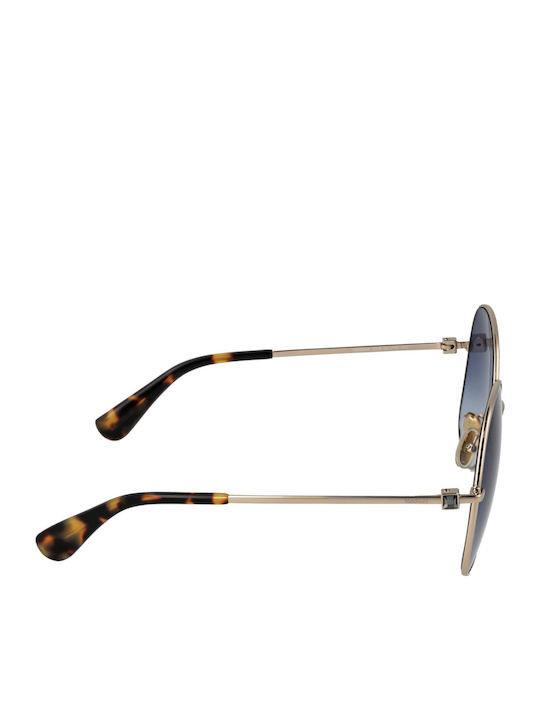 Max Mara Women's Sunglasses with Gold Metal Frame and Blue Lens MM 0034 32W