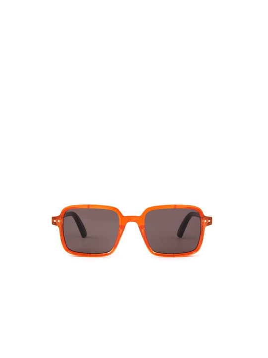 Sun's Good Sunglasses with Orange Plastic Frame and Brown Lens