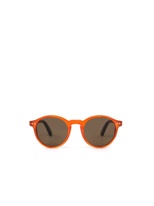 Sun's Good Sunglasses with Orange Plastic Frame and Brown Lens