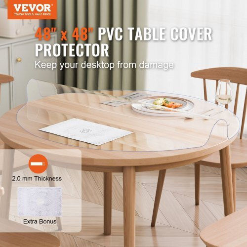 Vevor Tischschutz 48" Rund Klar 2,0mm Yxpvczb48x48ugukxv0