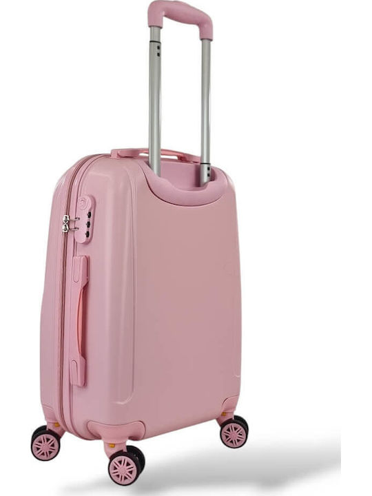 Playbags Βαλίτσα Ταξιδίου Καμπίνας Σκληρή Ροζ με 4 Ρόδες Ύψους 55εκ.