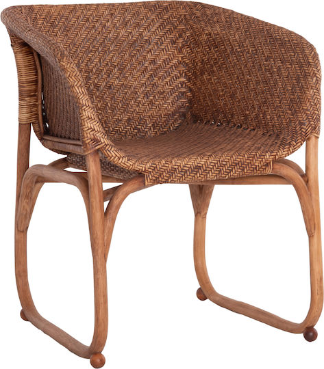 Πολυθρόνα Εξωτερικού Χώρου Rattan Tucket Φυσικό Rattan-καρυδί Χρώμα 63x60x77εκ.