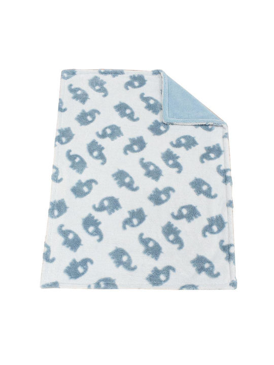 Dimcol Blanket Nursery Swaddling Blankets Bebe Blue Elephant 08 75x100cm