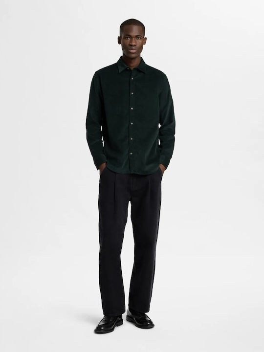 Long-sleeved Corduroy Shirt Green