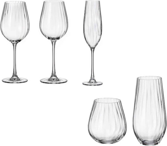 Crystal Bohemia Set of Glasses for White and Red Wine made of Crystal Stemmed 580ml 30pcs