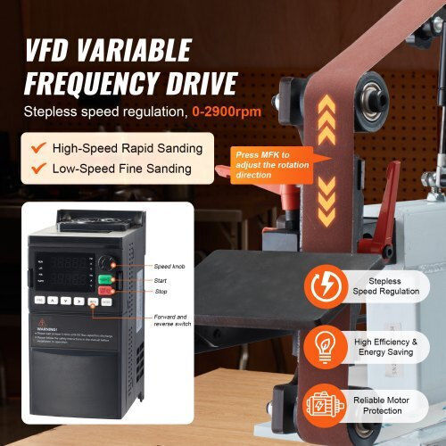 Vevor 72x2" Variable Speed Belt Grinder Vfd 3 Molds Sdmc1500w722vbgptv2