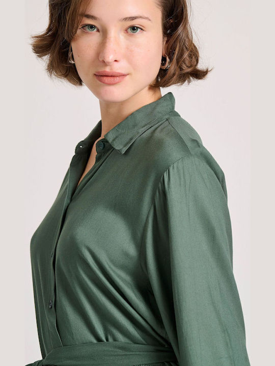 Mini Rochie-Cămașă Verde