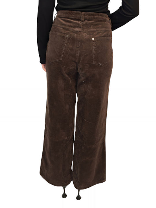 Morena Spain Women's Corduroy Trousers in Regular Fit coffee