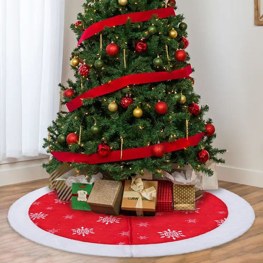 Christmas Tree Skirt Polyester Red D90cm.
