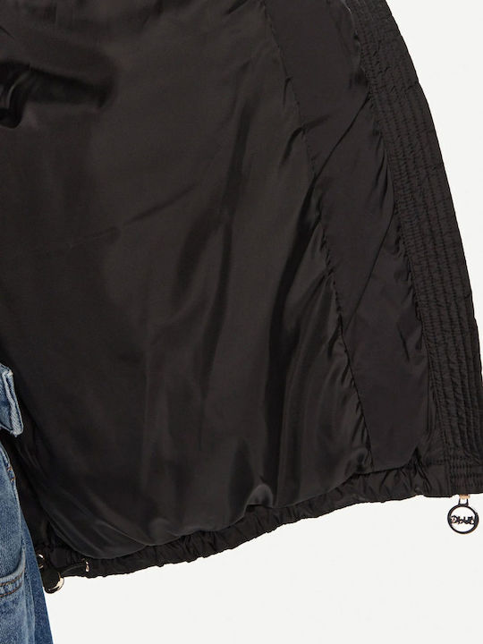 Kurz Damen Puffer Jacke für Winter Black