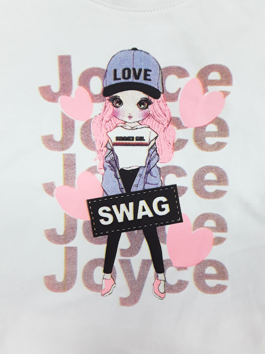 Joyce Παιδικό Σετ με Σορτς White, Pink 2τμχ