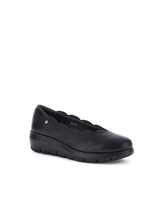 Stonefly Anatomic Leather Ballerinas Plume Black Velvet-Black Metal