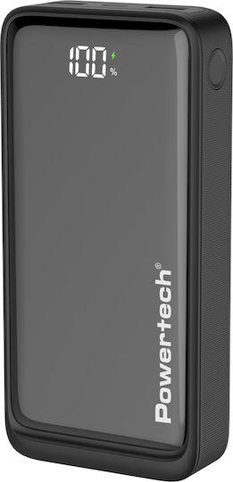 Powertech PT-1327 Power Bank 20000mAh 22.5W με 2 Θύρες USB-A και Θύρα USB-C Power Delivery / Quick Charge 3.0 Μαύρο