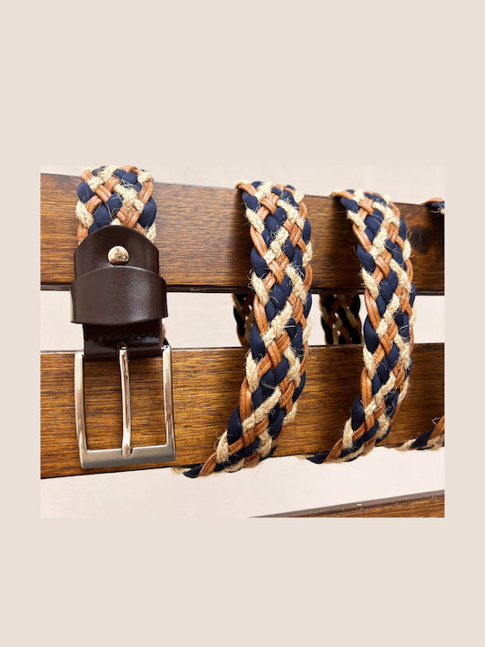 Wide Men's Belt Leather Blue