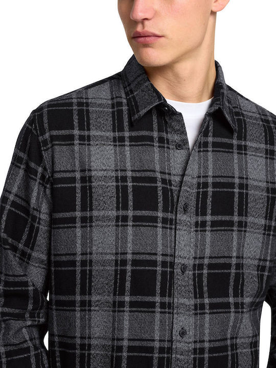 Langärmlig Flanell Hemd Black