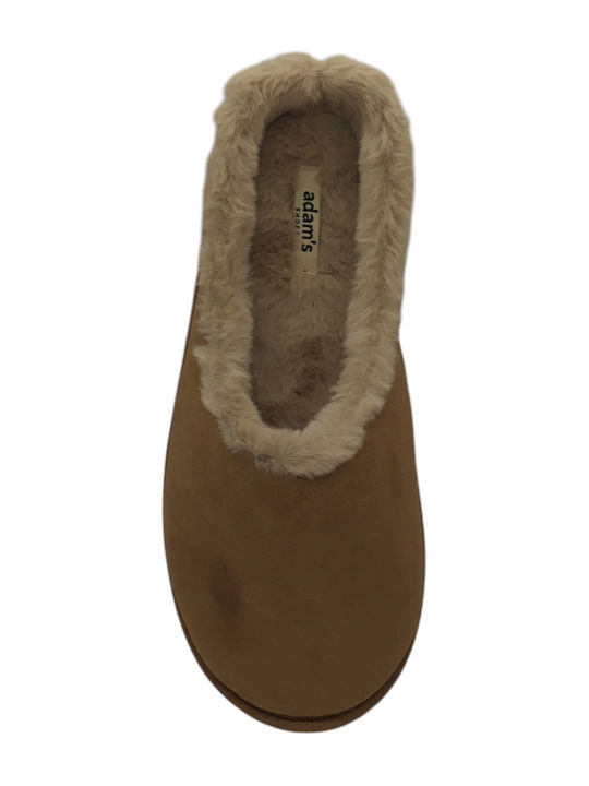 Adam's Shoes Winter Women's Slippers with fur in Brown color