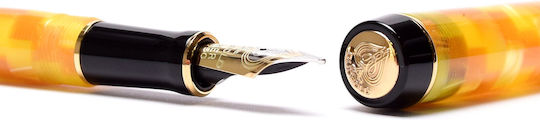 Parker Duofold Writing Pen Gold with Blue Ink