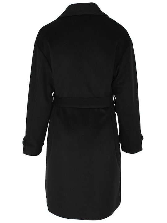 Forel Women's Midi Coat with Belt black