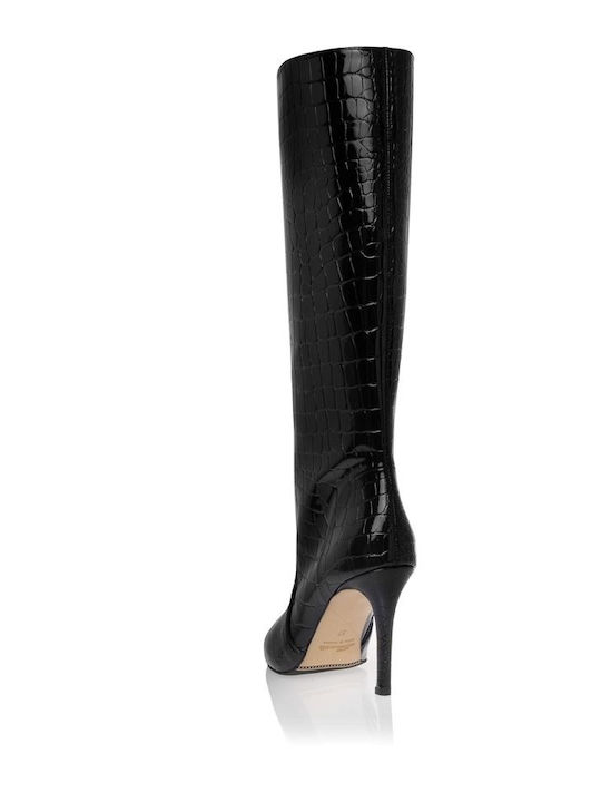 Sante Women's Boots Patent Leather with High Heel Black