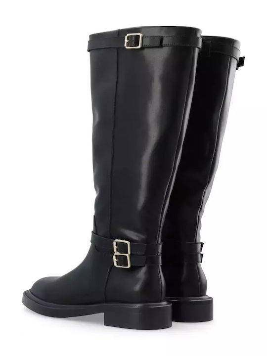 Leder Damenstiefel Schwarz