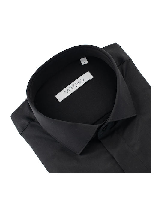 Langärmlig Baumwolle Hemd Black