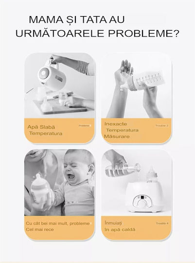 Încălzitor portabil pentru biberoane Arvada Baby Comfort, încărcare USB, mâner din silicon, temperatură constantă până la 24 de ore, 14x8cm, afișaj digital, camuflaj roz