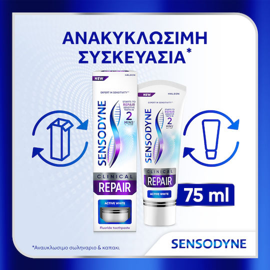 Sensodyne Clinical Repair Active White Toothpaste for Whitening & Sensitive Teeth 75ml