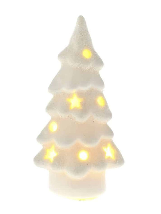 Christmas Decorative Illuminated Ceramic Tree 8cm White