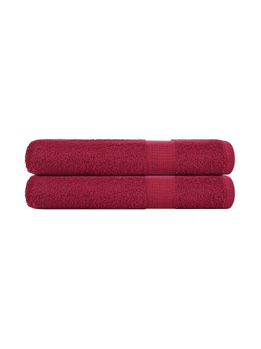 vidaXL 2pc Bath Towel Set 100x200cm. Bordeaux