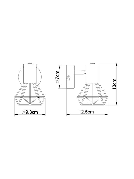 Globo Lighting Xara I Modern Lamp Wall with Socket E14 Black 13x12.5cm