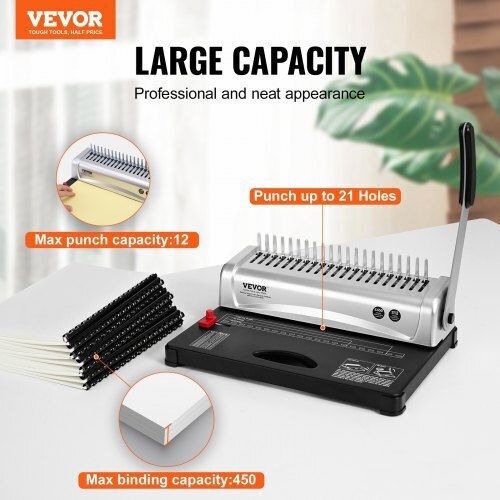 Vevor Bookbinder Machine for Spirals for Maximum 450 Sheets ZDJ20SSSD210BTS1FV0