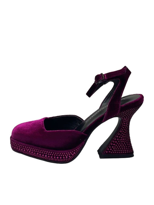 Fuchsia High Heels with Strap