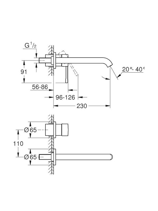 Grohe Essence Set Mischer & Auslauf für Wandmontage für für Waschbecken Silber