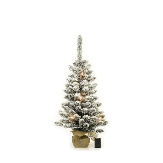 Christmas Decorative Snowy Illuminated Plastic Tree 90cm Battery Green