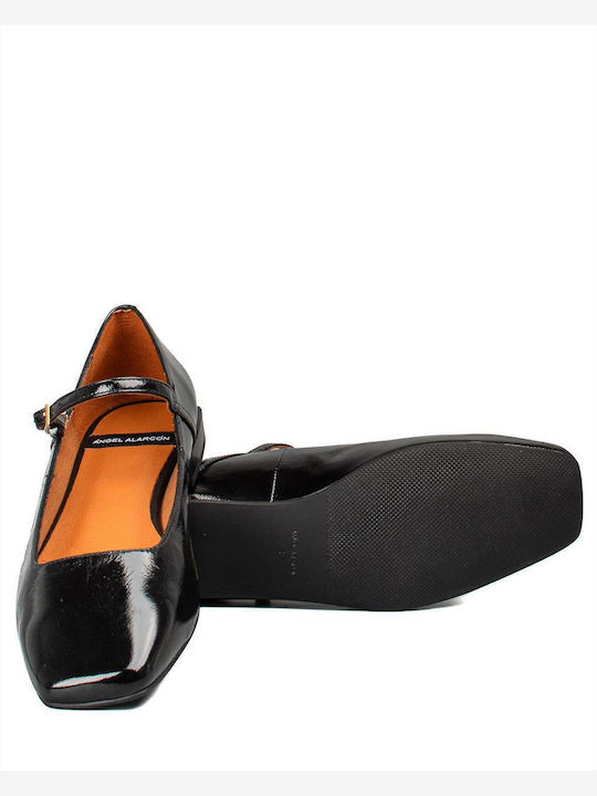 Lederne Damen Ballerinas in Schwarz Farbe