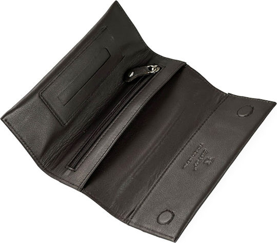 Lavor Leather Tobacco Pouch with Button 16.5x7.5cm Dark Brown