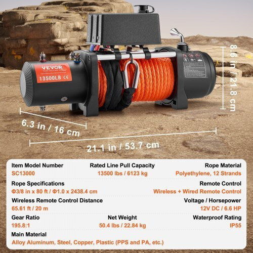 Vevor Elektrischer Abschleppsystem 4x4 12V mit Ladekapazität 6100kg