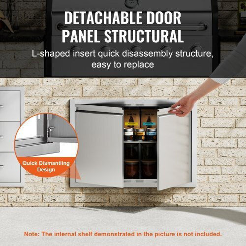 Vevor BBQ Door 762x532 mm Double Outdoor Kitchen Stainless Steel Built-in Handles Smabscjmys30m2gznv0