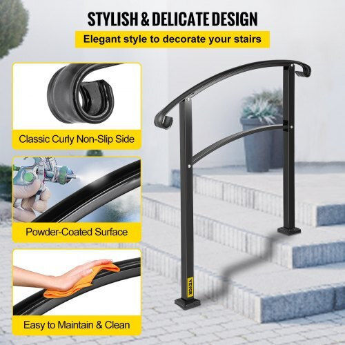 Vevor 3-Step Iron Railing Black Outdoor Use Ltfs3bhslg0000001v0