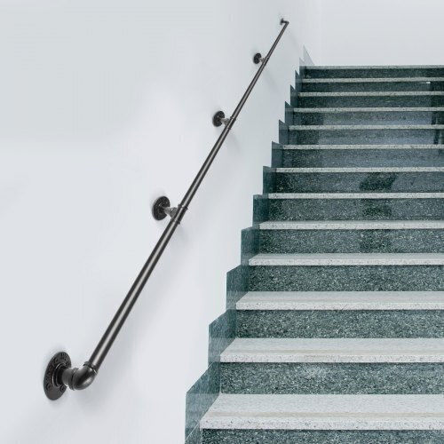 Vevor Stair Handrail 13ft 440lbs Industrial Steel Handrail Indoor Outdoor Tzbgsltfsgy13yh9hv0