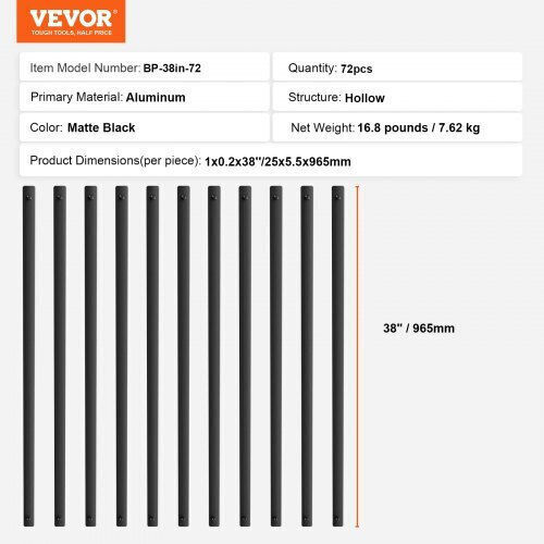 Iron Stair Railings Vevor 72pcs Black Satin Bpklgz38yc72hc6xov0