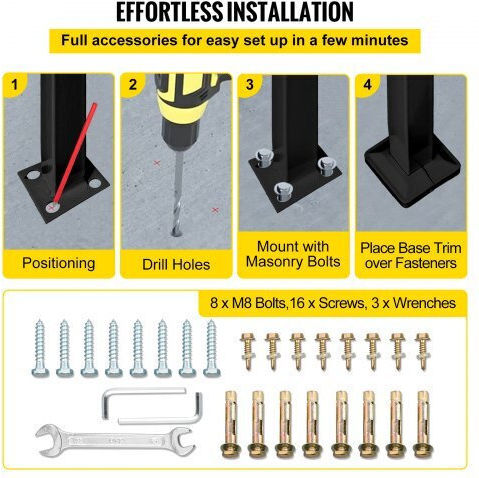 Vevor 3-Step Iron Railing Black Outdoor Use Ltfs3bhslg0000001v0