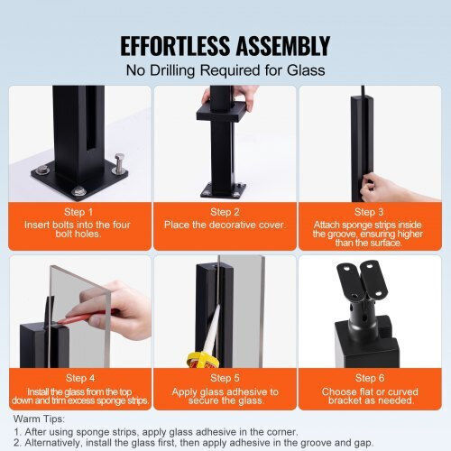 Vevor Glass Clamp 35.83" 0.39"-0.47" Glass Black Bllgzhs85cm17tl07v0