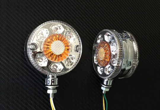 Side Marker Light 28 LED Chrome Rim 24v Amber Earring Type