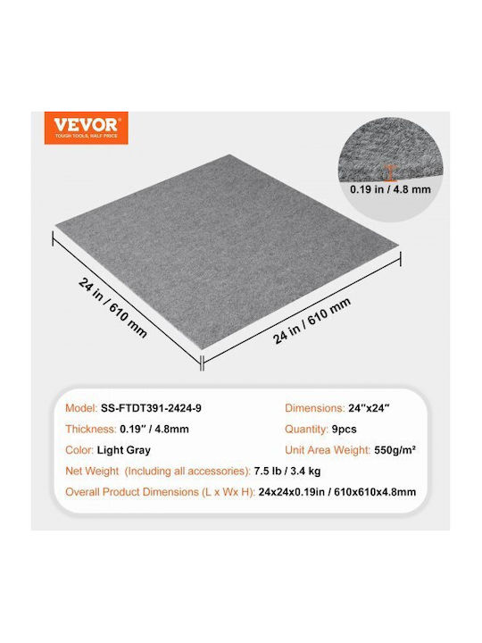 Vevor Αυτοκόλλητα Πλακάκια Χαλιού 24"x24" 9 Τεμάχια Ανοιχτό Γκρι Zzfkdt2424ycak994v0 Vevor Αυτοκόλλητα Πλακάκια Χαλιού 24"x24" 9 Τεμάχια Ανοιχτό Γκρι Zzfkdt2424ycak994v0