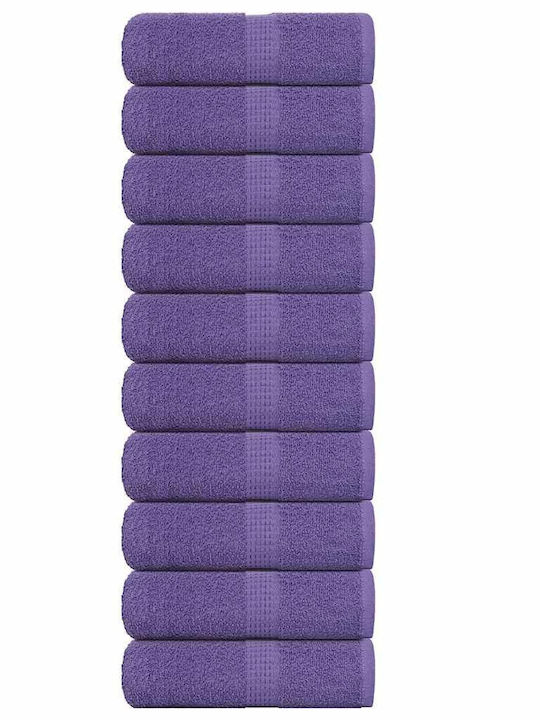 vidaXL 10pc Bath Towel Set 30x30cm. Purple